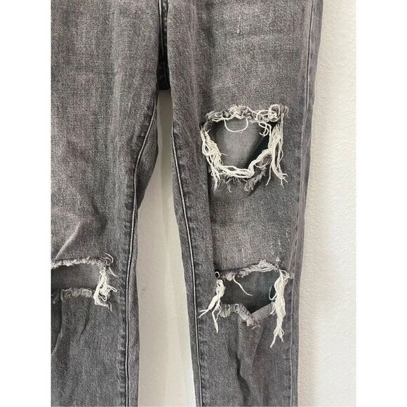 BDG Urban Outfitters High Waisted Slim Straight Jean Distressed in Washed Black. - Picture 7 of 13